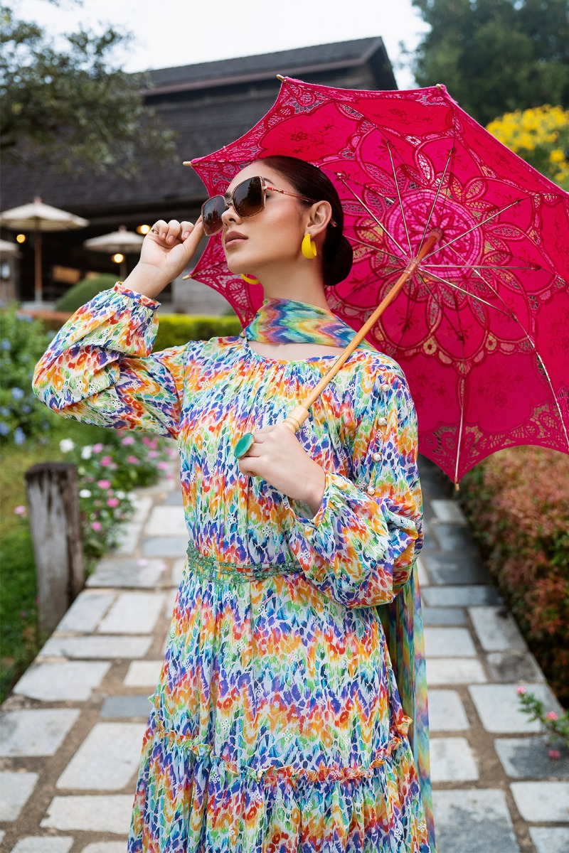 Shop Umbrella print cotton poplin dress | eShakti